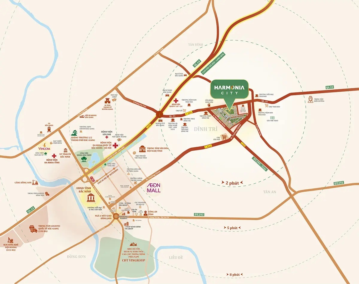 vị trí dự án harmonia city bắc giang